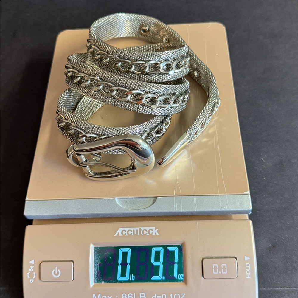 Vintage Heavy silver chain and mesh belt.Marked.Size XL 42” end to end. - Picture 3 of 12